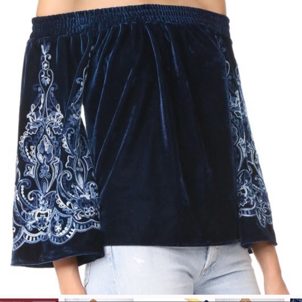 Misa Los Angeles velvet embroidered top XS
